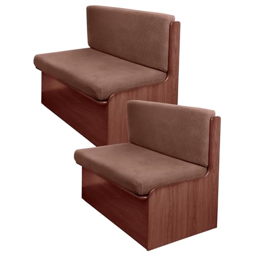 FUANGUI RV Dinette Cushion Covers Stretch Camper Cushion Cover Booth Seats Replacement RV Cushion Covers Washable Sofa Furniture Protector (Light Brown, 2 Bench Cover & 2 Backrest Cover) - color: Light Brown