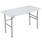 4 Feet Folding Picnic Table, Plastic Table with Carrying Handle, Heavy Duty Portable Table for Camping Party, White