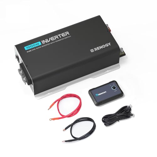 Renogy Inverter PUH, 1000W Pure Sine Wave Power Inverter with UPS Transfer Switch & Bluetooth, 12V DC to 120V AC Converter for RV, Truck, Home,Camping - 2000W Surge Power, Remote Monitoring - size: 1000W(Built-in BT & ATS)