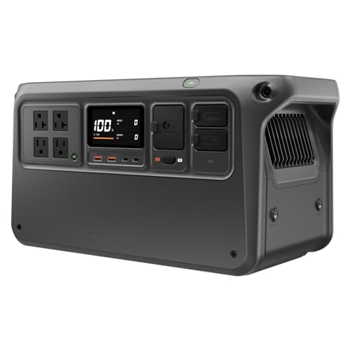 DJI Power 1000 V2 Portable Power Station, 1024Wh LFP Battery, Compact Size, 2600W Stable Output, 0-80% Recharge in 37 Mins, Electric Generator for Home, Camping, RVs, Off-Grid - color: Black