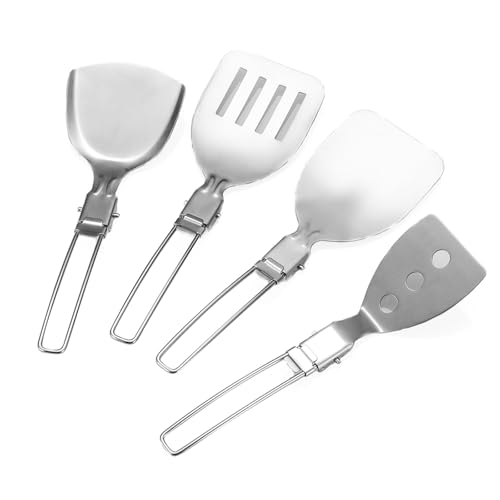 Stainless Steel Camping Cookware Set Practical Folding Soup Ladles Strainer Spatula For Outdoor Cooking Kitchen Utensils Picnics Cookware