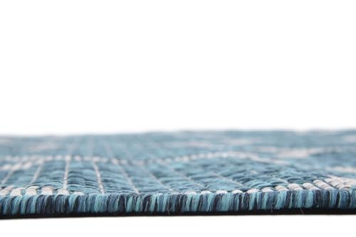 Unique Loom Outdoor Trellis Collection Area Rug (7' 1" x 10' Rectangle, Teal/ Gray) - color: Teal/Gray, size: 7'1" x 10' (Rectangular)