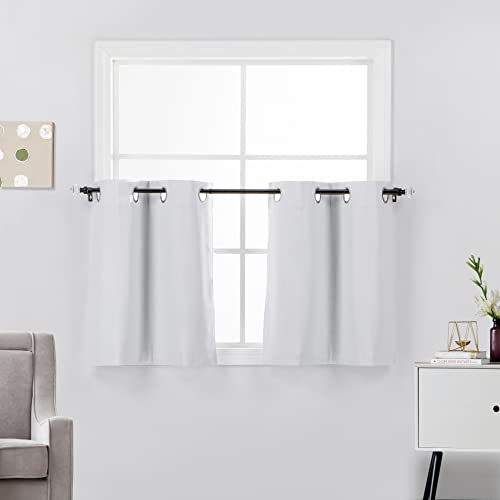 Diamond Home Linens 2 Short Panels 100% Blackout Window Treatments Tier Curtains 36 inch Length with Grommets for Kitchen Decor, Basement, Bathroom or Any Small Window, White - color: White, size: 30"W x 36"L (Pack of 2)