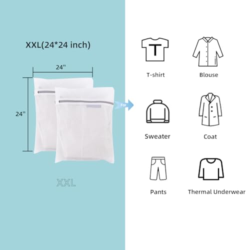 GOGOODA Mesh Laundry Bags for Delicates Durable Protective Wash Bags Travel Storage Bags for Intimates Lingerie, 3PCS（3XXL） - size: 3XXL