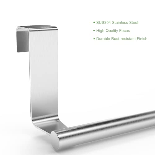9" Over The Cabinet Towel Bar Holders, Handing Towel and Washcloth Rack for Bathroom and Kitchen, Stainless Steel, 2 Pack (Sliver)