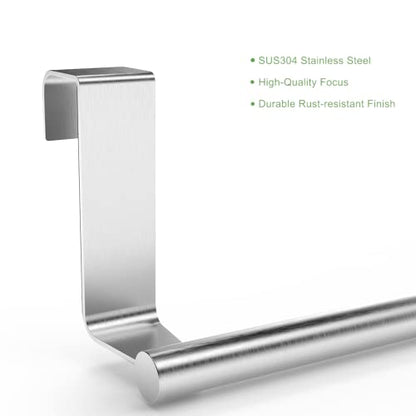 9" Over The Cabinet Towel Bar Holders, Handing Towel and Washcloth Rack for Bathroom and Kitchen, Stainless Steel, 2 Pack (Sliver)
