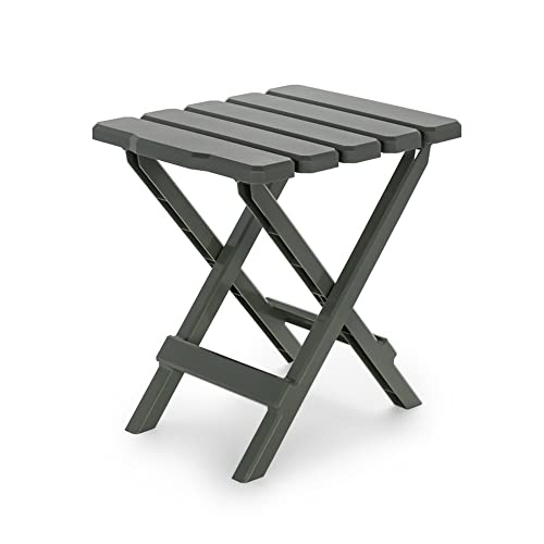 Camco Adirondack Portable Outdoor Camping Small Weatherproof Rustproof Durable Plastic Folding Side Table for Indoor and Outdoor Use, Sage - color: Sage