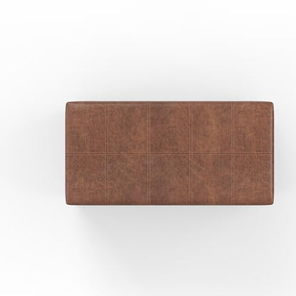 SIMPLIHOME Dover Storage Ottoman Bench - 36 inch Wide Upholstered Vegan Leather Rectangular Lift-Top Ottoman in Distressed Umber Brown, Contemporary Bench for Living Room with Safety Hinges - color: Distressed Umber Brown