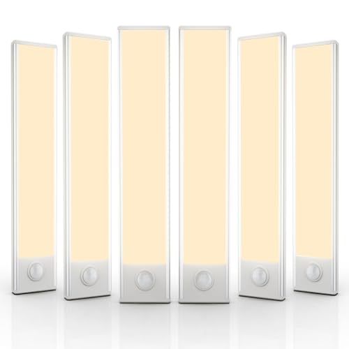 6 Pack Under Cabinet Lighting Wireless, 32 LED Rechargeable Battery Motion Sensor Light Indoor, Stick On Magnetic Closet Lights, Under Counter Lights for Kitchen, Stairs, Warm 8 in - color: Warm White Light, size: 8 inch