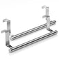 Stainless Steel Over Door Towel Rack Bar Holders for Universal Fit on Over Cabinet Cupboard Doors 2 Pack (Sliver) - color: Sliver