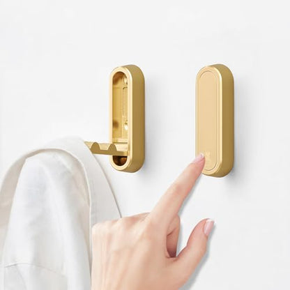 4Pcs Foldable Wall Hooks, Zinc Alloy Folding Hook Gold, Heavy Duty Folding Coat Hooks Wall Mounted for Hanging Coat Towels Bags Keys (Gold, 4 Pack) - color: Gold, size: 4 Pack