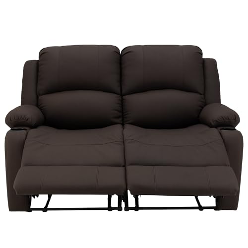 Camper Comfort 58" Wall Hugger Reclining RV Theater Seats | Double Recliner RV Sofa | RV Couch | Wall Hugger Recliner | RV Theater Seating | RV Furniture (Manual, Chocolate) - color: Chocolate, style: Manual