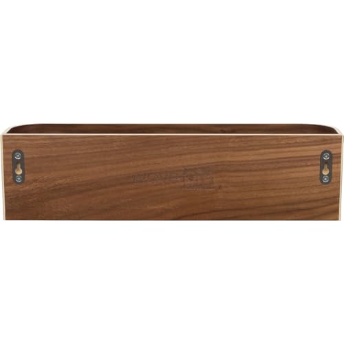 Wooden Wall Mounted Display Caddy, Floating Shelf Organizer Rack, Wood Wall Pocket, Storage Basket Bin 17.7” Wide (Walnut)