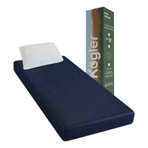 Kogler 7-Inch Gel-Infused Memory Foam RV Mattress with Cooling Gel, High-Density Support Base, Durable Nylon Cover and Standard Pillow, Made in USA for Camper and Motorhome Use, Short Queen 42x80x7 - color: Navy, size: 42x80x7