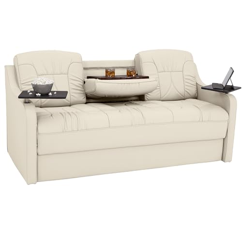 De Leon Console DX RV Sofa Bed, 72" Wide, Ultimate Leather, Bisque - color: Bisque, size: 72"