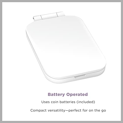 Conair Lighted Makeup Mirror, LED Vanity Mirror, 1X/3X Magnifying Mirror, Compact Travel Mirror, Battery Operated in White - size: 4.7"L x 3"W, style: Pocket Mirror