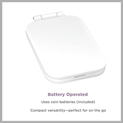 Conair Lighted Makeup Mirror, LED Vanity Mirror, 1X/3X Magnifying Mirror, Compact Travel Mirror, Battery Operated in White - size: 4.7"L x 3"W, style: Pocket Mirror