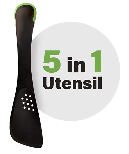 Kitchen Utensil 5 in 1 Multifunctional Nonstick Cutter, Turner, Colander, Soup Spoon, Spatula, Green