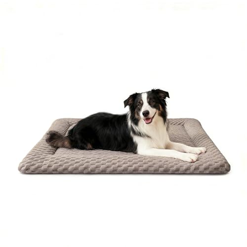 Dog Bed Mat, Dual-Sided Dog Crate Bed Mat - Ultra Soft & Machine Washable Kennel Pad for Large Dogs, All-Season Comfort Pet Bed for Crates, Travel, and Home, Light Brown, 35 x 23 Inch - color: Light Brown, size: Large 35 x 23 x 1.5 in
