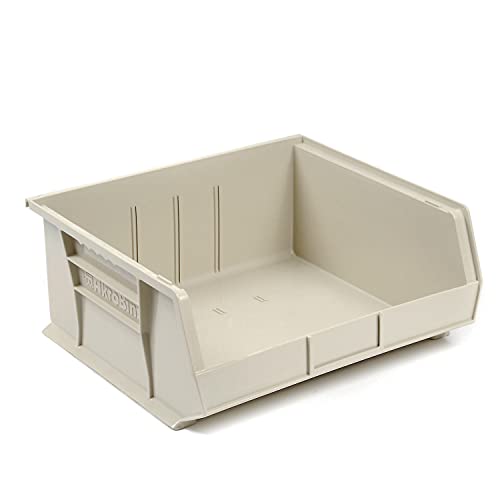 Akro-Mils 30250 AkroBins Plastic Storage Bins, Space-Saving Stackable Bins for Garage, Pantry, Craft Organization, 15" x 16" x 7", Stone, 6-Pack - color: Stone
