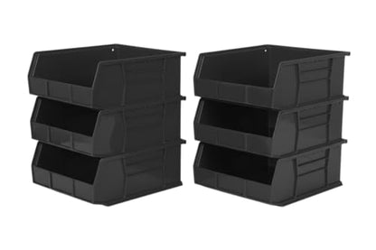 HE HUDSON EXCHANGE 11" x 11" x 5" (6 Pack) Plastic Stackable Storage Bin, Black - color: Black, size: 6 Pack