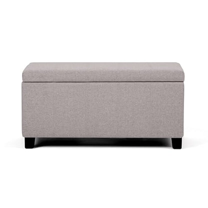 SIMPLIHOME Dover Storage Ottoman Bench - 36 inch Wide Upholstered Linen Look Fabric Rectangular Lift-Top Ottoman in Cloud Grey, Contemporary Bench for Living Room with Safety Hinges - color: Cloud Grey