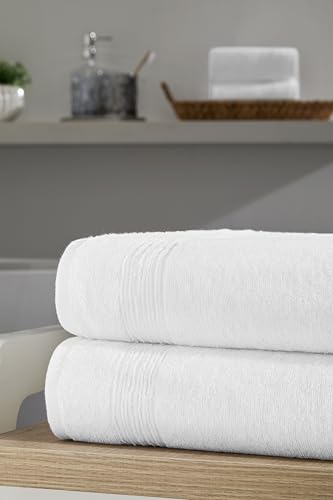 Ozdilek 2-Piece Bath Towels, 27x54 100% Turkish Cotton, Luxury Quick Dry, Extra Large, Fade-Resistant, Eco-Friendly, Spa Towel, Comfortable (White) - color: White