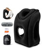 Travel Pillow,Inflatable Airplane Pillow for Sleeping to Avoid Neck and Shoulder Pain,Supports Head and Chin Used for Airplane,Car,Bus and Office - color: Black(upgraded)