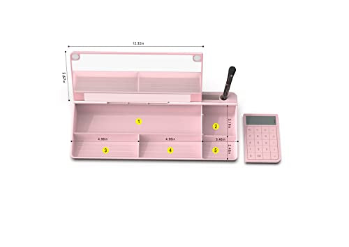 TOWON Desk Dry Erase Board with Detachable Calculator, Small Glass Desktop Whiteboard, Desktop whiteboard - Glass Dry Erase White Board- Desk Computer Buddy for Home Office Supply, Pink, 17 x 6 in - color: Pink Calculator