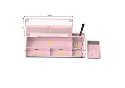 TOWON Desk Dry Erase Board with Detachable Calculator, Small Glass Desktop Whiteboard, Desktop whiteboard - Glass Dry Erase White Board- Desk Computer Buddy for Home Office Supply, Pink, 17 x 6 in - color: Pink Calculator