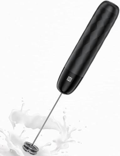 Maestri House Rechargeable Milk Frother, LunaFro Mini Handheld Electric Foam Maker Detachable Stainless Steel Whisk Drink Mixer Foamer Mini Blender for Matcha, Lattes, Cappuccino, No Stand - color: Black