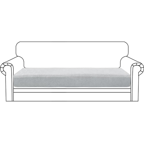 ZNSAYOTX Stretch Cushion Covers Sofa Cushion Couch Seat Covers Slipcovers Soft Replacement Unique Pattern Furniture Protector with Elastic Bottom (Silvery Gray, 1 Pc 3-Seat Cushion Cover) - color: Silver Gray, size: 1 Cushion Sofa