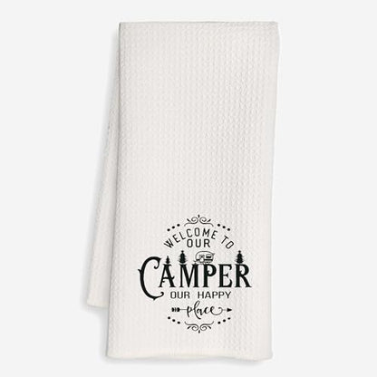 Mancheng-zi Camping Kitchen Towels, Camping Dish Towels for Kitchen, Welcome to Our Camper Decorative Hand Towels, Camper Hand Towels, Camping Towels for Camper, Camping RV Decor, 16x24 Inch