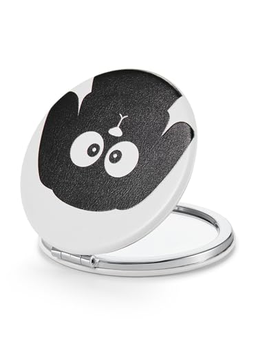 OMIRO 1X/10X Compact Magnifying Mirror, Unique Painting Pocket Mirror with Classical PU Leather (Round, Black Dog) - color: Black Dog