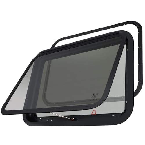 RV Exit Window Replacement, 36" W x 22" H Camper RV Emergency Window for Cargo Trailer Camper Van Truck with Net Screen&Trim Ring for 1" or 1-1/2" Wall Thickness,DOT Approved - size: 36"W x 22"H