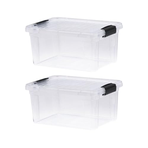 Superio Storage Bins with Lids- 2 Pack, 6.6 Qt Clear Boxes for Organizing, Stackable Plastic Containers- BPA Free, Non-Toxic, Odor Free, Organizer for Home, Office, Dorm - size: 6.6 Qt, style: 2 Pack