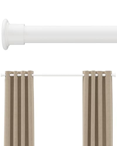 Tension Curtain Rod By EZFurni, 123-160 Inches, Heavy Duty Tension Rod, Adjustable Curtain Rods No Drilling & Easy Assemble Extra Long Tension Rod, White - color: White, size: 123-160 Inches