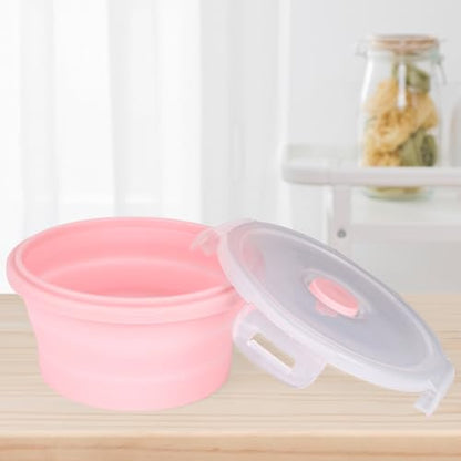 2pcs Collapsible Dog Bowls, Silicone Food & Water Travel Bowl with Lid Portable Expandable Pet Feeding & Drinking Cup/Saucer for Walking, Kennels, and Camping 350ml (Pink) - color: Pink
