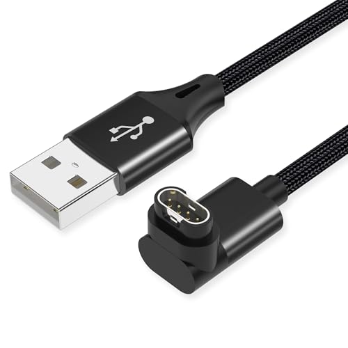 AGVEE 2 Pack 1.5ft Short Charger for Garmin Watch, L-Shape Charging Cable for Fenix, Forerunner, Vivoactive, Instinct, Venu, Tactix, Approach, D2, Quatix Series, Right Angle Braided, Black - color: Black, size: 1.5ft+1.5ft, style: L Shape