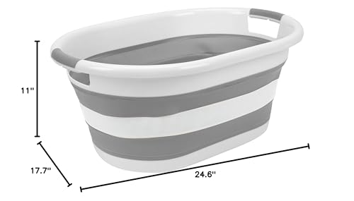 Laundry 360 2pk Collapsible Laundry Basket | Portable | Space Saver Storage | Hold 2 Loads | Store Under the Bed or Closet | Good for Kids | Dorm | Bedroom | Large | White/Grey - size: 2 Pack White 40L