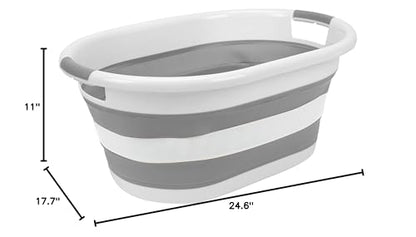 Laundry 360 2pk Collapsible Laundry Basket | Portable | Space Saver Storage | Hold 2 Loads | Store Under the Bed or Closet | Good for Kids | Dorm | Bedroom | Large | White/Grey - size: 2 Pack White 40L