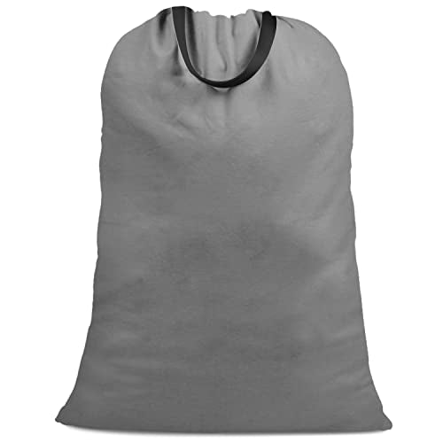 Cotton Canvas Laundry Bag with Handles & Drawstring Straps, Heavy Duty Extra Large Laundry Bags for Laundromat and Household, 25.5x34 Inch, Dark Grey - color: Dark Gray