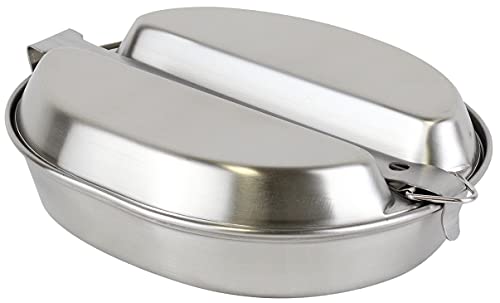 MASTIFF GEARS USGI Military-Grade Mess Kit - 20% Larger 304 Stainless Steel | FDA Compliant w/Utensils & Pouch for Camping, Backpacking, Emergency Prep