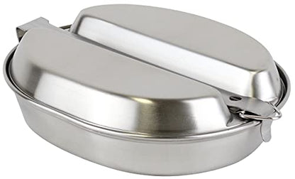 MASTIFF GEARS USGI Military-Grade Mess Kit - 20% Larger 304 Stainless Steel | FDA Compliant w/Utensils & Pouch for Camping, Backpacking, Emergency Prep