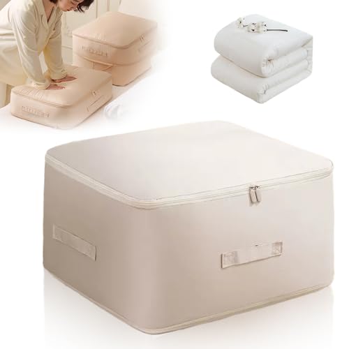 Ultra Space Saving Self Compression Organizer, 2026 Upgrade Space Saver Quilt Compression Storage Bag, Premium Comforter Storage Bag for Storage Comforter Blanket (Beige, Large(54x42x30cm)) - color: Beige, size: Large(54x42x30cm)