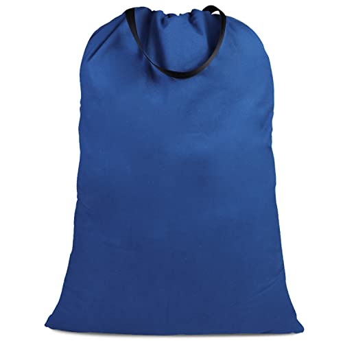 Cotton Canvas Laundry Bag with Handles & Drawstring Straps, Heavy Duty Extra Large Laundry Bags for Laundromat and Household, 25.5x34 Inch, Navy Blue - color: Navy Blue