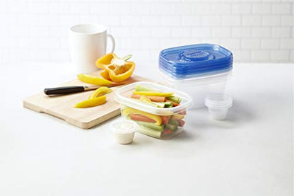 Glad GladWare To Go Snack Food Storage Containers with Lids, Medium Rectangle No BPA Plastic with Built-In Dressing Cup for Salads and Snacks, Microwave Dishwasher Safe, 24 Oz, 4 Count - size: 4 Count (Pack of 1), style: Rectangle