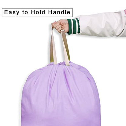 Cotton Canvas Laundry Bag with Handles & Drawstring Straps, Heavy Duty Extra Large Laundry Bags for Laundromat and Household, 25.5x34 Inch, Purple - color: Purple