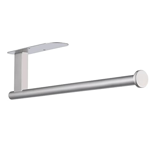 Honmein Paper Towel Holder, Upgrade SUS304 Stainless Steel Paper Towel Holder Under Cabinet, Bend-Resistant, Self-Adhesive or Drill mounting (Silver) - color: Silver