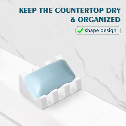 Soap Dish Holder for Shower with Suction Cup, Silicone Soap Holder & Saver Self-Draining Bar Soap Dish Keeps Soap Dry for Bathroom, Kitchen, Bathtub, Extends Soap Life (White-1Pack) - color: White - 1 Pack